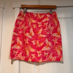 VTG Y2K Sunny Leigh Butterfly Pink‎ Silk Mini Skirt Women's 6 Novelty Whimsicial